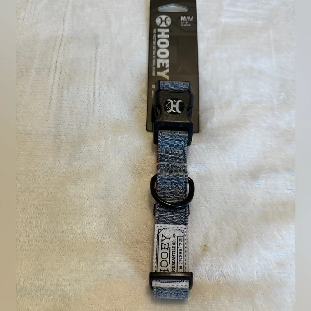 HOOEY Mercantile Dog Collar Denim/Red, Medium NWT